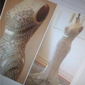 Gold and Silver Jeweled Prom Dress size XS 00